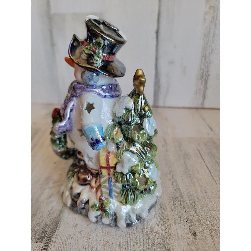Unique snowman wreath tealight candle‎ holder Xmas home decor